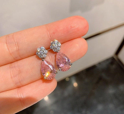 Pink Tear Drop Earrings